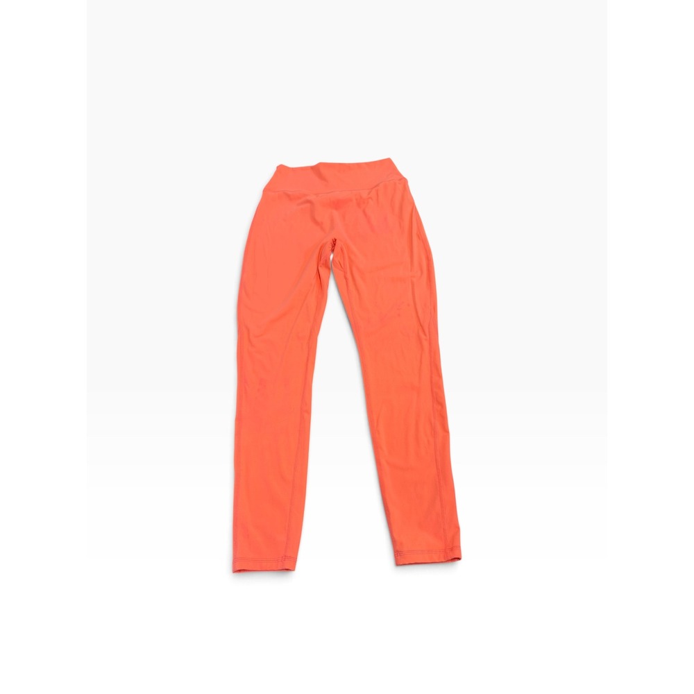 Athletic Compression Leggings Coral Orange High Waisted V-Back Yoga Pants